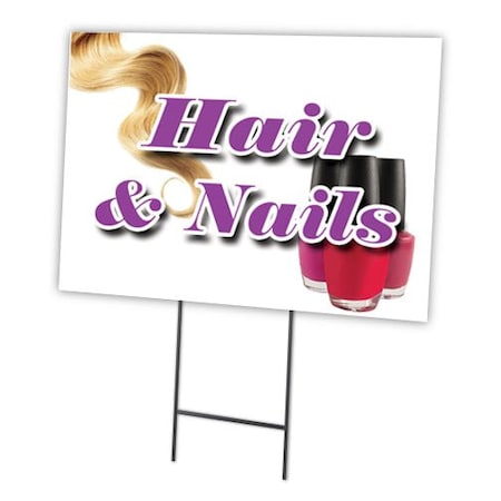 Signmission Hair & Nails Yard Sign & Stake outdoor plastic coroplast window, C-1216 Hair & Nails C-1216 Hair & Nails